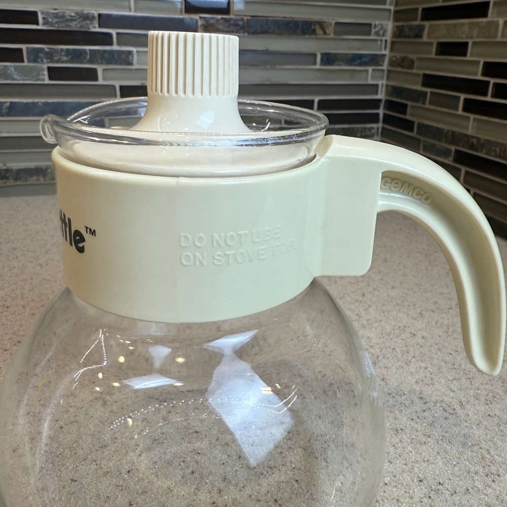 Vintage Gemco Micro-Kettle Heat‎ Resistant Glass Tea Pot & Sugar Pourer Set 6.5" - Picture 7 of 16